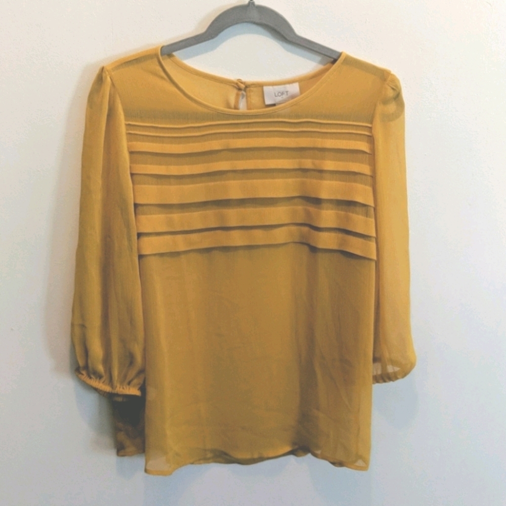 LOFT Pintuck Chiffon Blouse Women’s Medium - Picture 1 of 5